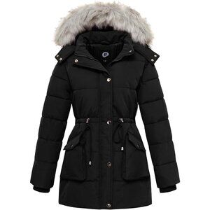 Luxurious Women's Winter Parka - Down Puffer with Adjustable Waist & Pockets